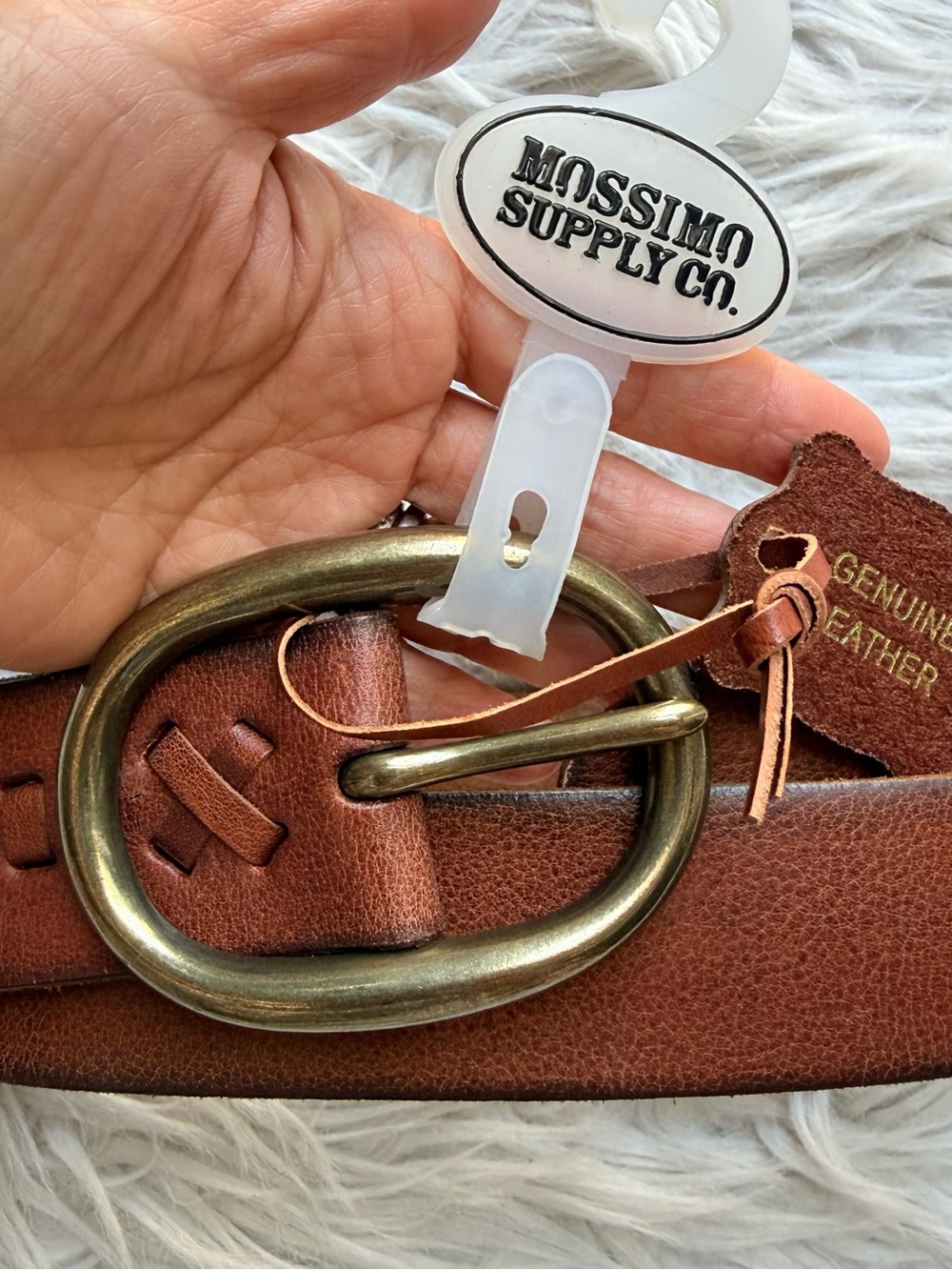 Mossimo Genuine Leather Brown Belt NWT Brass Oval Buckle Boho Western S